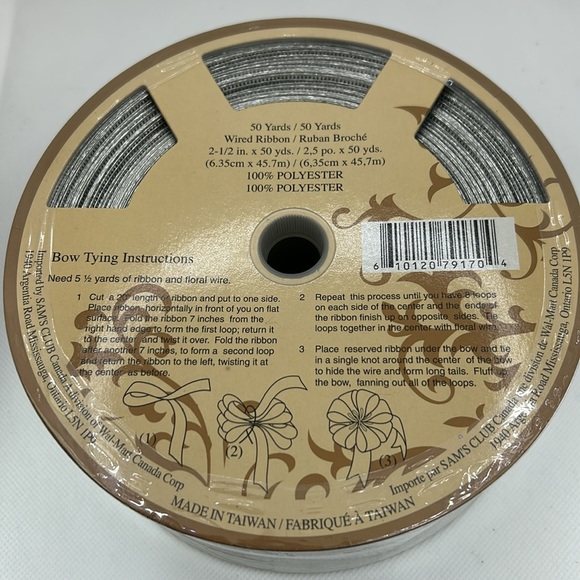 Bundle of 3 Rolls of Wired Ribbon Chocolate Brown/Turquoise/Silver - Picture 5 of 11